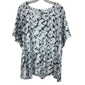 Thakoon X Target Blue Tie Dye Kaleidoscope Print Short Sleeve Top Plus Size 3X